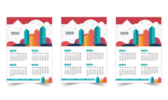Wall Calendar Template Design , Printable, Modern, and Minimal Layout for Office, Home, or Business Use , Editable design Calendar for 2025 with Clean Grid and Date Format vector
