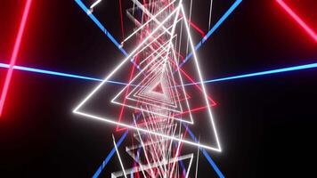 White and red VJ loop background with rotated triangles and mirrored floor video