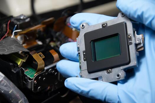 CCD image sensor the internal imaging component of a DSLR camera camera repair photo