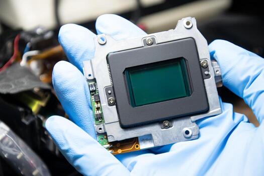 CCD image sensor the internal imaging component of a DSLR camera, camera repair photo