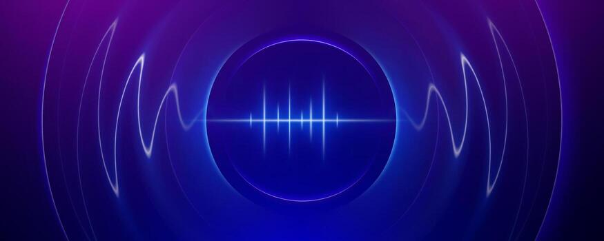 Abstract digital equalizer with sound waves and glowing circles vector