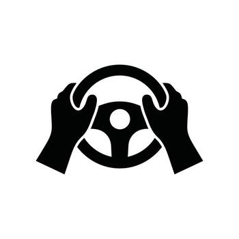 Art of hands gripping a steering wheel isolated on white background, symbolizing control, navigation, and the act of driving a vehicle safely on the road vector