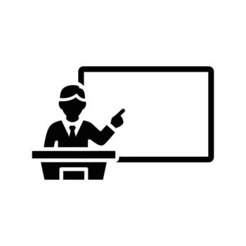 Art of professional speaker delivering a presentation isolated on white background, engaging audience with expertise and charisma in a business setting vector