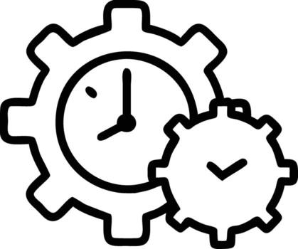 Time management productivity clock gears settings optimization efficiency workflow process automation system vector