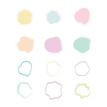 Hand Drawn Pastel Organic Blobs with Fill and Outline for Creative design, vector