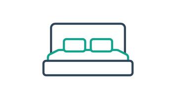säng ikon animerad. animerad ikon relaterad till möbel. lämplig för användare gränssnitt, förse visuell respons och Mer. alfa kanal, transparent bakgrund video