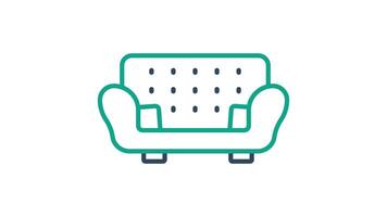 Couch icon animated. animated icon related to furniture. suitable for user interface, provide visual feedback and more. alpha channel, transparent background video