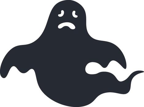 Simple, minimal illustration featuring a sad, lonely ghost floating in the dark night, creating a perfect atmosphere for Halloween themed projects and decorations vector