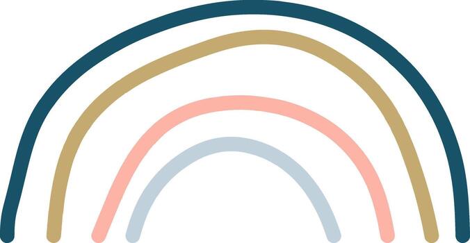 Four arches in different pastel colors, including blue, beige, pink, and light blue, are arranged to create a rainbow shape on a clean white background, adding a touch of whimsy and color vector