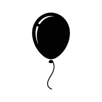 A single black balloon with a curved string is displayed on a white background vector