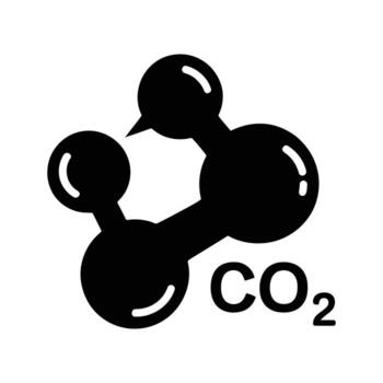 Black carbon dioxide co2 molecule structure representation on a white background is clearly seen vector