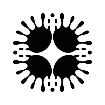 Circular splash with a four pointed star at the center on white background vector