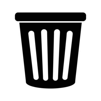 A simple black trash can icon conveys cleanliness and organization with ease, transparent background vector