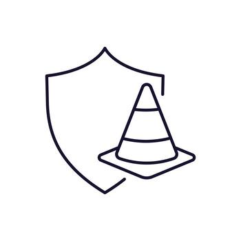 Traffic Cone with Shield Minimalistic Icon Pictogram for Web and Graphic Design, Apps, Banners, Social Network and Cards vector
