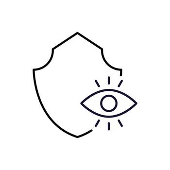 Eye with Shield Minimalistic Thin Icon for Web and Graphic Design, Apps, Banners, Social Network and Cards vector