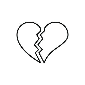 Broken Heart Minimalistic Thin Line Icon for Web and Graphic Design, Apps, Banners, Social Network and Cards vector