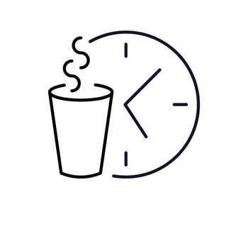 Coffee Time Outline Linear Image for Graphic and Web Design, Apps, Adverts, Various Cards vector