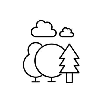 Trees in Forest Outline Icon for Graphics, Designs, Books, Adverts, Apps vector