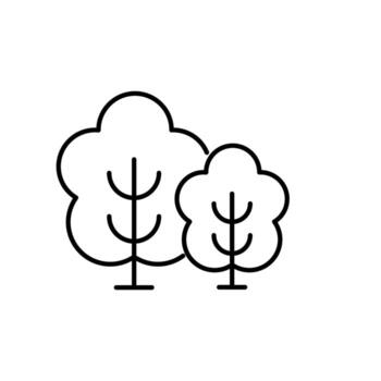 arboles en bosque minimalista línea icono para web y gráfico diseño, aplicaciones, pancartas, social red y tarjetas vector