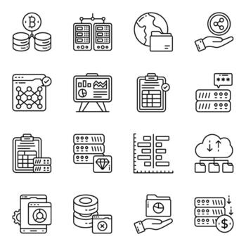 Set of Sql linear Icons vector