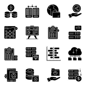 Set of Sql Solid Icons vector