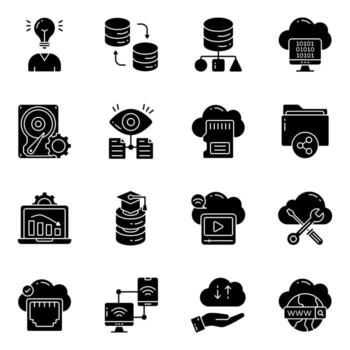 Perfecto conjunto de datos y red sólido íconos vector