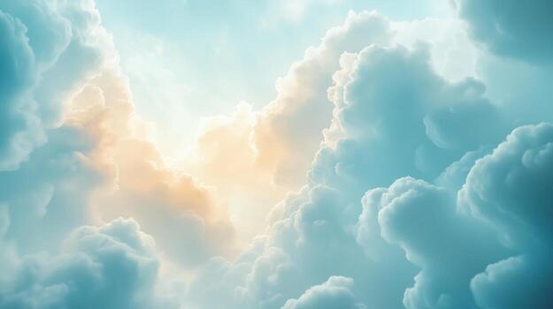 Serene sky filled with soft, glowing clouds offering a sense of peace and wonder photo