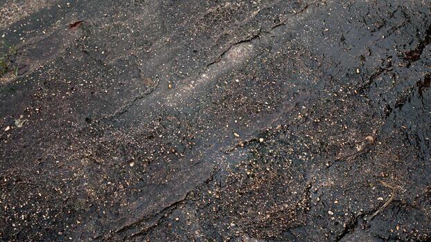 Top view no 3 of dark black and brown stone slabs. Different patterns create beauty. Wet surface. For background and textured. photo