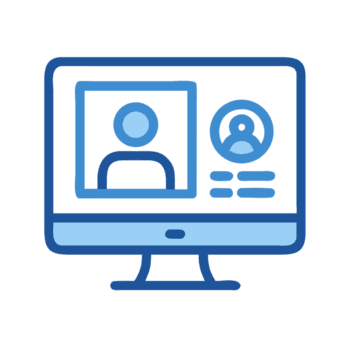 computer schermo con utente profili e comunicazione icone isolato su un' trasparente sfondo png