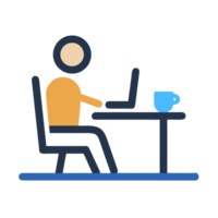 persona trabajando en ordenador portátil con café aislado en un transparente antecedentes café taza png