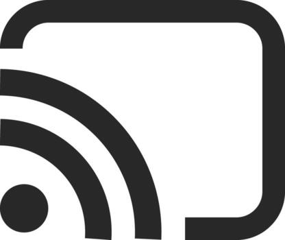 Screen cast, screencast button icon set. rectangle with wireless signal for wireless screen. Screencast sign symbol. vector