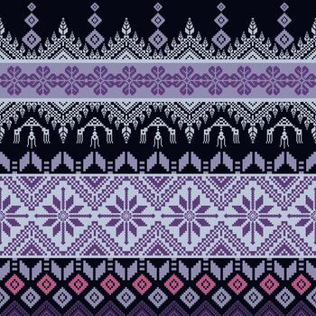 Asian abstract pixel style carpet pattern design vector