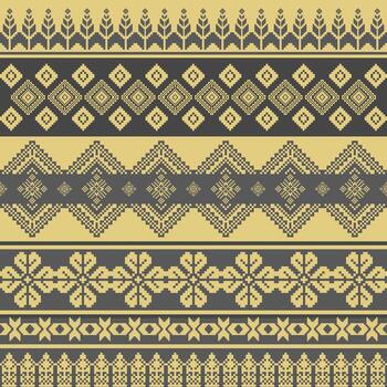 Asian abstract pixel style fabric pattern design vector