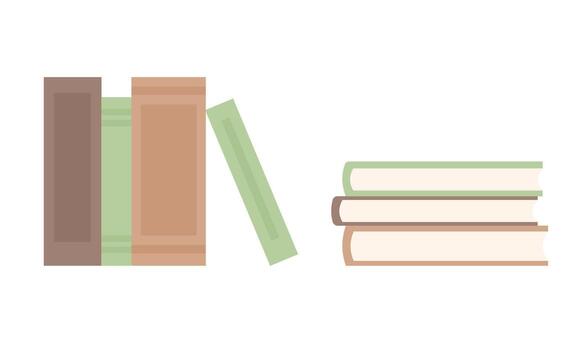 Stack of books. Books stand and lie with their spines. Simple flat elements for interior design or reading concept. vector