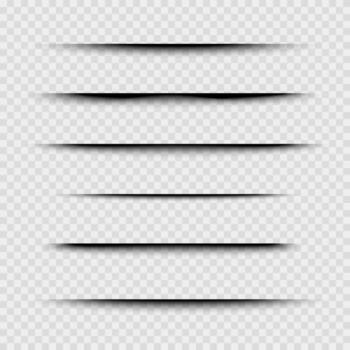 Horizontal Line Shadows Layered Drop Effects for Web Content. Set of horizontal line shadows for separating sections, cards, and headlines. Adds subtle structure to UI layouts. vector