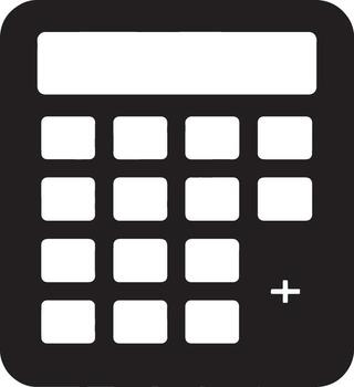 negro calculadora sólido icono, matemático cálculo y financiero contabilidad símbolo diseño vector