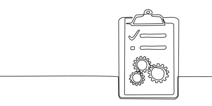 línea engranaje continuo uno icono Arte diente trabajo negocio fábrica rueda. engranaje línea continuo computadora contorno ajuste rueda dentada tecnología bosquejo dibujo Ciencias carrera máquina cerebro antecedentes. vector