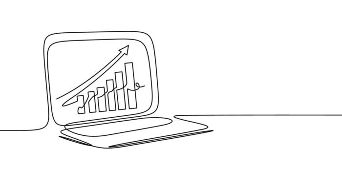 línea ordenador portátil continuo trabajo computadora pantalla oficina Arte ordenador personal contorno ilustración. continuo línea ordenador portátil garabatear soltero cuaderno escritorio mecanografía negocio icono monitor digital correo electrónico datos tecnología. vector