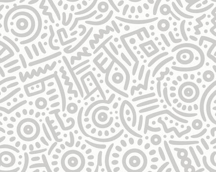 Seamless repeating gray doodle pattern design on white background perfect for fabric and textile prints vector