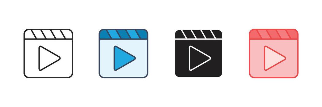 jugar botón íconos en contorno y lleno estilo para medios de comunicación interfaz y aplicación ui vector