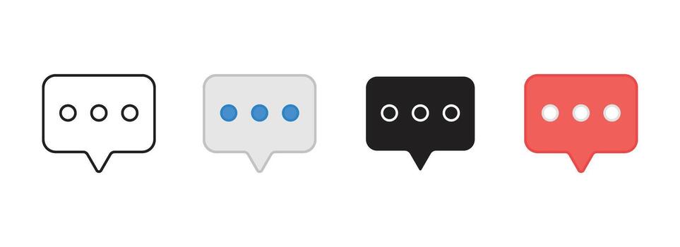 Basic Chat Speech Balloon Icons in Outline Style for Messaging Apps and Interface Design vector