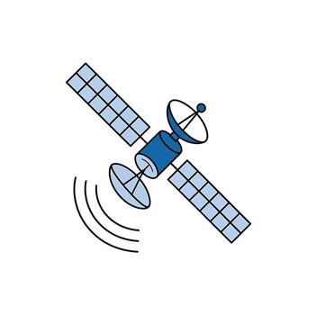 Satellite orbiting Earth transmitting data and broadcasting signals modern space technology for global communication and exploration isolated on white vector