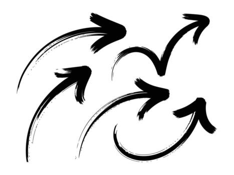 dinámica flecha colección mano dibujado con Pinceladas en blanco antecedentes para gráfico diseño y direccional visuales vector