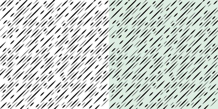 Monochrome seamless pattern of diagonal lines. Black straight lines of different thickness. Sharpened intermittent dash. Simple geometric background vector