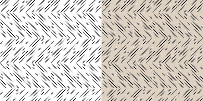 Monochrome seamless pattern of zigzag lines. Black diagonal dash. Sharpened intermittent lines of different thickness. Simple geometric background vector