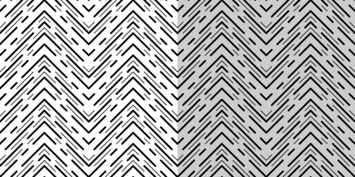 Monochrome seamless pattern of diagonal zigzag lines. Black diagonal straight lines of different thickness. Simple geometric background vector