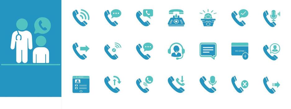 Clean, modern phone talk icons for tech, apps, UI design, support, telecom, and communication projects. vector