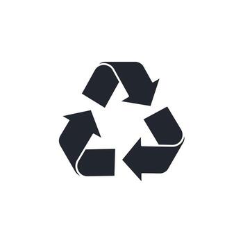 universal recycling symbol with three chasing arrows. Represents the reduce, reuse, recycle loop and environmental action vector