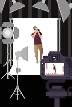 Camera Capturing Another Camera in Action vector