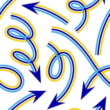 sin costura modelo de caótico arreglo flechas señalando en varios direcciones vector